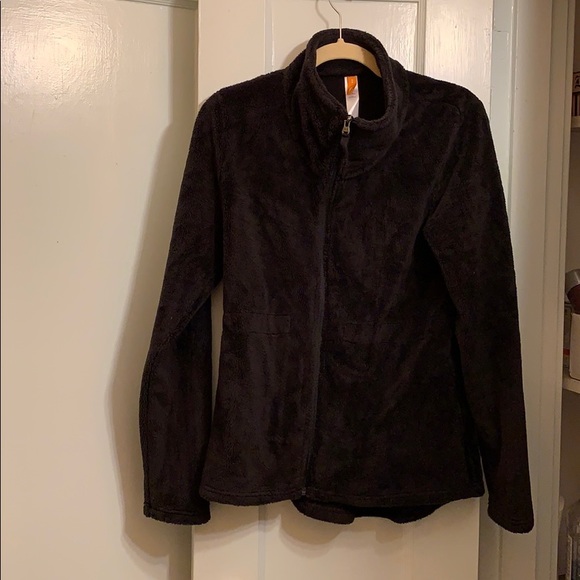 LUCY fluffy black fleece zip jacket with back  bow - Picture 2 of 13